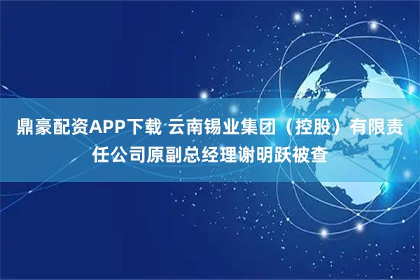 鼎豪配资APP下载 云南锡业集团（控股）有限责任公司原副总经理谢明跃被查